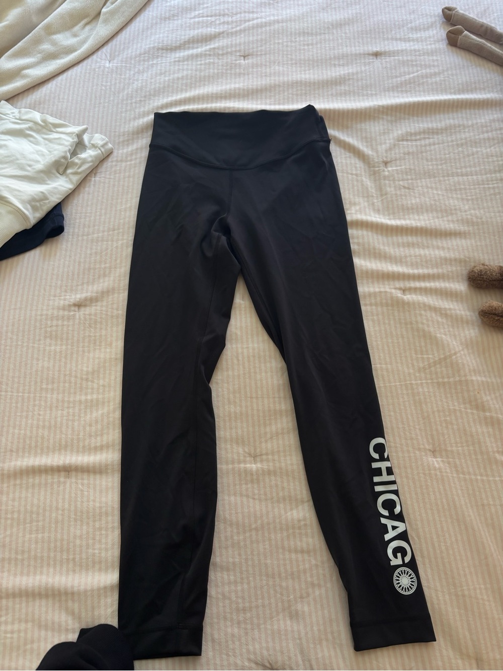 Black Kids Leggings with Chicago Print